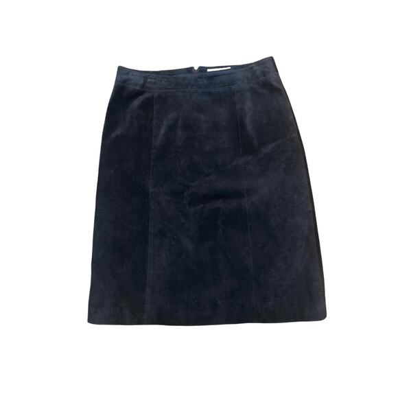 Live a Little Black Suede Leather A-Line Mini Skirt Women size 8 High Waist - Picture 1 of 3